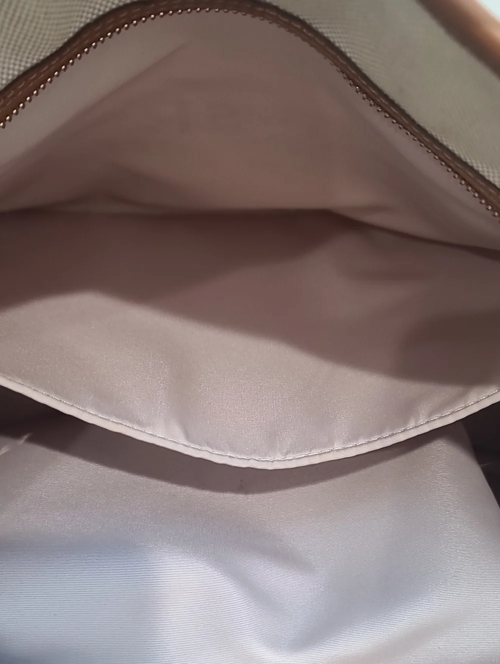 kate spade Beige Canvas Tote with Brown Trim and Yellow Charm
